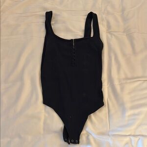 Black Ribbed Bodysuit